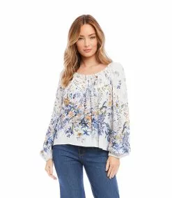 Karen Kane Border Print Top -karen kane Sales Shop karenkane 2023 spring 1L09608 PRT 003
