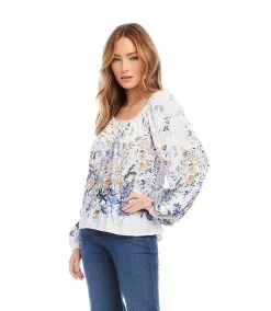Karen Kane Border Print Top -karen kane Sales Shop karenkane 2023 spring 1L09608 PRT 005