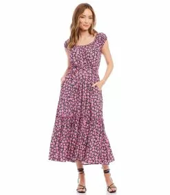 Karen Kane Extended Sleeve Dress -karen kane Sales Shop karenkane 2023 spring 1L10170 FLO 006
