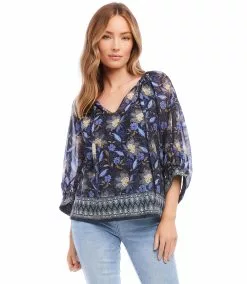 Karen Kane Blouson Sleeve Top -karen kane Sales Shop karenkane 2023 spring 1L10523 FLO 003copy