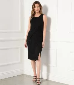 Karen Kane Asymmetric Drape Dress 19 Karen Kane Asymmetric Drape Dress -karen kane Sales Shop karenkane 2023 spring 1L13125 BLK 008