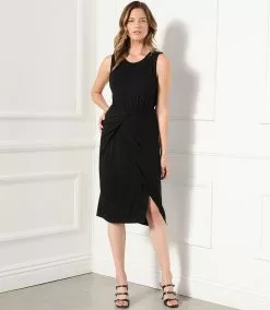 Karen Kane Asymmetric Drape Dress 20 Karen Kane Asymmetric Drape Dress -karen kane Sales Shop karenkane 2023 spring 1L13125 BLK 009