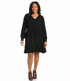 Karen Kane Plus Size Long Sleeve Tiered Dress