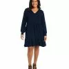 Karen Kane Plus Size Long Sleeve Tiered Dress -karen kane Sales Shop karenkane 2023 spring 1L13126W NAV 001