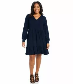 Karen Kane Plus Size Long Sleeve Tiered Dress