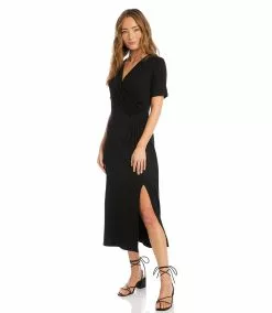Karen Kane Petite Size Faux Wrap Midi Dress 11 Karen Kane Petite Size Faux Wrap Midi Dress -karen kane Sales Shop karenkane 2023 spring 1L13127P BLK 004