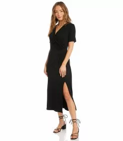 Karen Kane Faux Wrap Midi Dress -karen kane Sales Shop karenkane 2023 spring 1L13127 BLK 004