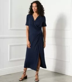 Karen Kane Faux Wrap Midi Dress -karen kane Sales Shop karenkane 2023 spring 1L13129 NAV 006