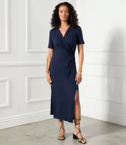 Karen Kane Faux Wrap Midi Dress -karen kane Sales Shop karenkane 2023 spring 1L13129 NAV 007