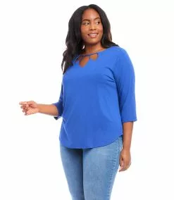 Karen Kane Plus Size Cut Out Shirttail Tee -karen kane Sales Shop karenkane 2023 spring 1L13130W BLB 003