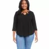 Karen Kane Plus Size Cut Out Shirttail Tee -karen kane Sales Shop karenkane 2023 spring 1L13130W BLK 001