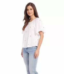 Karen Kane Petite Size Ruffle Sleeve Top -karen kane Sales Shop karenkane 2023 spring 1L13134P OWH 003