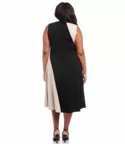 Karen Kane Plus Size Sleeveless Colorblock Dress -karen kane Sales Shop karenkane 2023 spring 1L14337W BLK 003 1