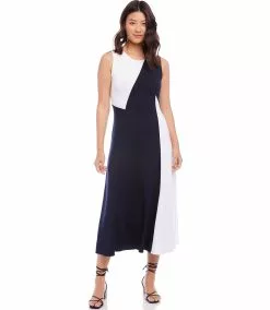 Karen Kane Sleeveless Colorblock Dress -karen kane Sales Shop karenkane 2023 spring 1L14338 NAV 003