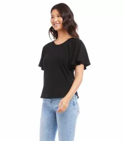 Karen Kane Ruffle Sleeve Top -karen kane Sales Shop karenkane 2023 spring 1L14340 BLK 003