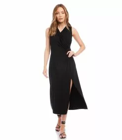 Karen Kane Faux Wrap Midi Dress -karen kane Sales Shop karenkane 2023 spring 1L14342 BLK 005