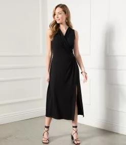 Karen Kane Faux Wrap Midi Dress -karen kane Sales Shop karenkane 2023 spring 1L14342 BLK 009