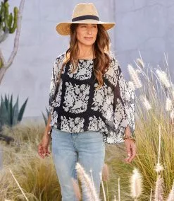 Karen Kane Boatneck Scarf Top -karen kane Sales Shop karenkane 2023 spring 1L17614 PRT 005