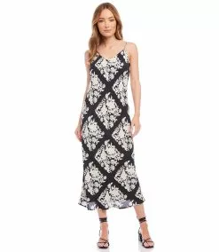 Karen Kane Bias Cut Midi Dress -karen kane Sales Shop karenkane 2023 spring 1L18129 PRT 003