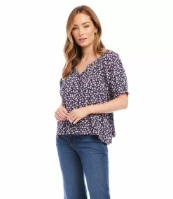 Karen Kane Short Sleeve Peasant Top -karen kane Sales Shop karenkane 2023 spring 1L18613 DAI 003