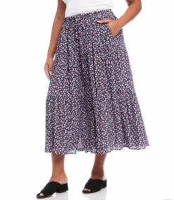 Karen Kane Plus Size Tiered Midi Skirt -karen kane Sales Shop karenkane 2023 spring 1L18617W DAI 004