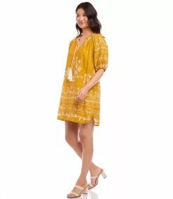 Karen Kane Puff Sleeve Tassel Dress 14 Karen Kane Puff Sleeve Tassel Dress -karen kane Sales Shop karenkane 2023 spring 1L19606 GOL 005