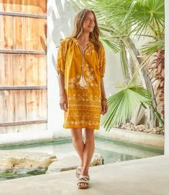 Karen Kane Puff Sleeve Tassel Dress 16 Karen Kane Puff Sleeve Tassel Dress -karen kane Sales Shop karenkane 2023 spring 1L19606 GOL 007