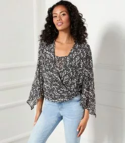 Karen Kane Angle Sleeve Crossover Top