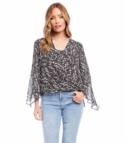 Karen Kane Angle Sleeve Crossover Top -karen kane Sales Shop karenkane 2023 spring 1L21602 PRT 005