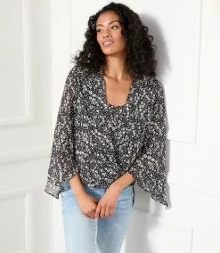 Karen Kane Angle Sleeve Crossover Top -karen kane Sales Shop karenkane 2023 spring 1L21602 PRT 006