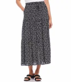 Karen Kane Tiered Midi Skirt -karen kane Sales Shop karenkane 2023 spring 1L22501 PRT 005