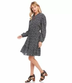 Karen Kane Long Sleeve Tiered Dress -karen kane Sales Shop karenkane 2023 spring 1L22502 PRT 004