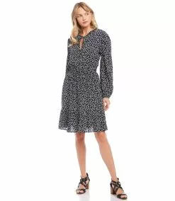 Karen Kane Long Sleeve Tiered Dress -karen kane Sales Shop karenkane 2023 spring 1L22502 PRT 005