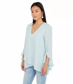 Karen Kane Ruffle Sleeve Crossover Top -karen kane Sales Shop karenkane 2023 spring 1L25412 FIJ 003
