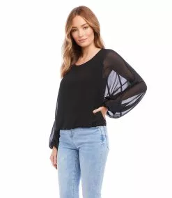Karen Kane Petite Size Lantern Sleeve Top 10 Karen Kane Petite Size Lantern Sleeve Top -karen kane Sales Shop karenkane 2023 spring 1L34007P BLK 003
