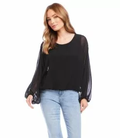 Karen Kane Petite Size Lantern Sleeve Top 12 Karen Kane Petite Size Lantern Sleeve Top -karen kane Sales Shop karenkane 2023 spring 1L34007P BLK 004