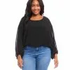 Karen Kane Plus Size Lantern Sleeve Top -karen kane Sales Shop karenkane 2023 spring 1L34007W BLK 001