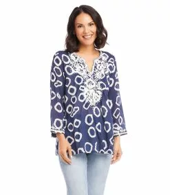 Karen Kane Embroidered Tunic -karen kane Sales Shop karenkane 2023 spring 1L36157 NAV 002
