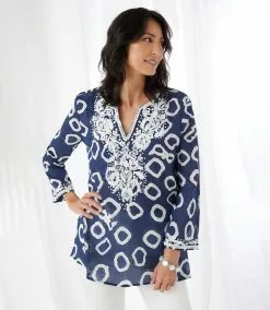 Karen Kane Embroidered Tunic -karen kane Sales Shop karenkane 2023 spring 1L36157 NAV 003