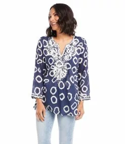 Karen Kane Embroidered Tunic -karen kane Sales Shop karenkane 2023 spring 1L36157 NAV 005