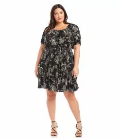 Karen Kane Plus Size Tiered Short Dress -karen kane Sales Shop karenkane 2023 spring 1L39042W BLK 0682