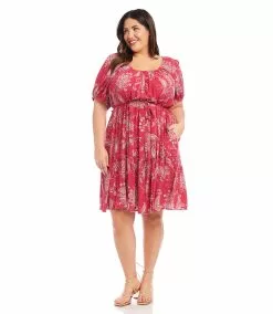 Karen Kane Plus Size Tiered Short Dress -karen kane Sales Shop karenkane 2023 spring 1L39042W FUS 0132