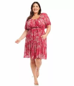 Karen Kane Plus Size Tiered Short Dress -karen kane Sales Shop karenkane 2023 spring 1L39042W FUS 0133