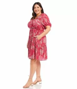 Karen Kane Plus Size Tiered Short Dress -karen kane Sales Shop karenkane 2023 spring 1L39042W FUS 0136