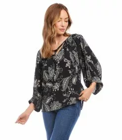 Karen Kane Blouson Sleeve Top -karen kane Sales Shop karenkane 2023 spring 1L39043 BLK 004