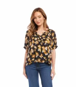 Karen Kane Short Sleeve Peasant Top -karen kane Sales Shop karenkane 2023 spring 1L40565 PRT 003