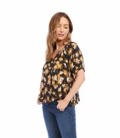 Karen Kane Short Sleeve Peasant Top -karen kane Sales Shop karenkane 2023 spring 1L40565 PRT 005