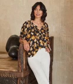 Karen Kane Short Sleeve Peasant Top -karen kane Sales Shop karenkane 2023 spring 1L40565 PRT 007