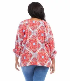 Karen Kane Plus Size Blouson Sleeve Top -karen kane Sales Shop karenkane 2023 spring 1L45241W PRT 003 1