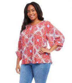 Karen Kane Plus Size Blouson Sleeve Top -karen kane Sales Shop karenkane 2023 spring 1L45241W PRT 004 1